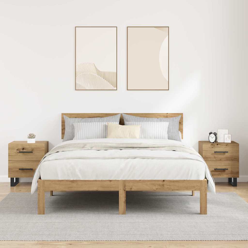 vidaXL Nachttisch 2 pcs Artisan-Eiche 40 x 35 x 47,5 cm Holzwerkstoff