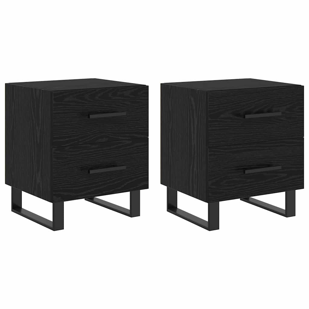 vidaXL Nachttisch 2 pcs Schwarz Eichen-Optik 40 x 35 x 47,5 cm
