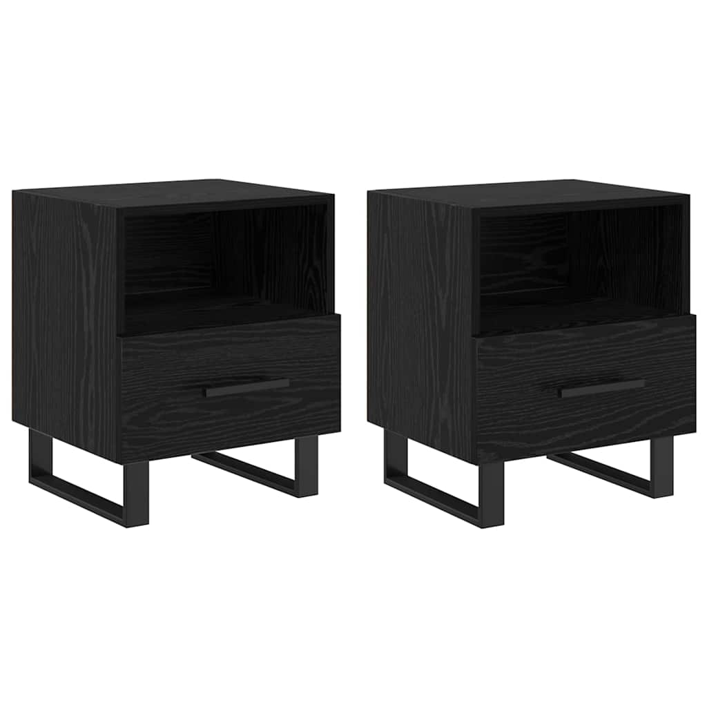 vidaXL Nachttisch 2 pcs Schwarz Eichen-Optik 40 x 35 x 47,5 cm