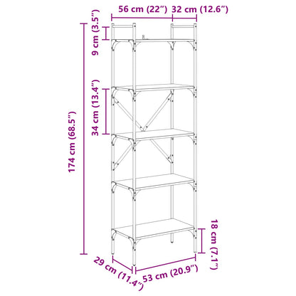 vidaXL Bücherregal Artisan-Eiche 56 x 32 x 174 cm Holzwerkstoff