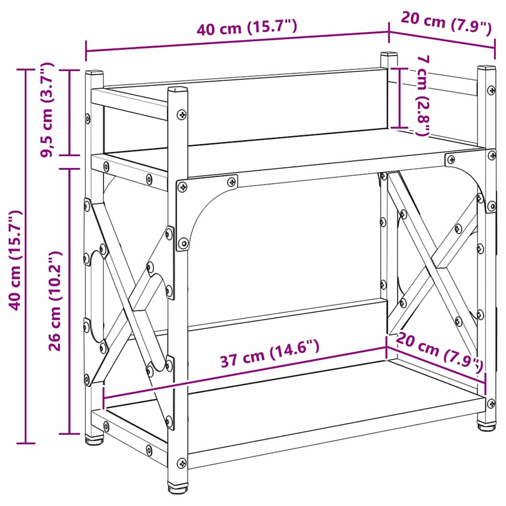 Druckerständer Artisan-Eiche 40 x 20 x 40 cm Holzwerkstoff
