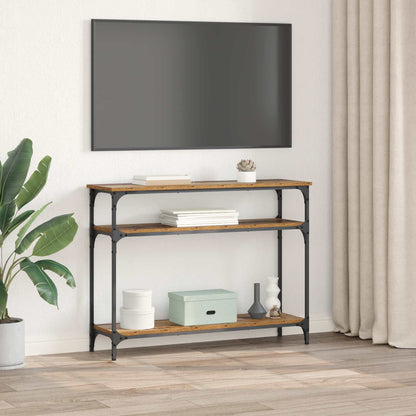 vidaXL Konsolentisch mit Regal Altholz 100 x 29 x 75 cm Holzwerkstoff