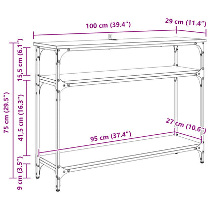 vidaXL Konsolentisch mit Regal Altholz 100 x 29 x 75 cm Holzwerkstoff