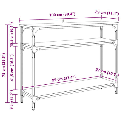 Konsolentisch mit Regal Schwarz Eichen-Optik 100 x 29 x 75 cm