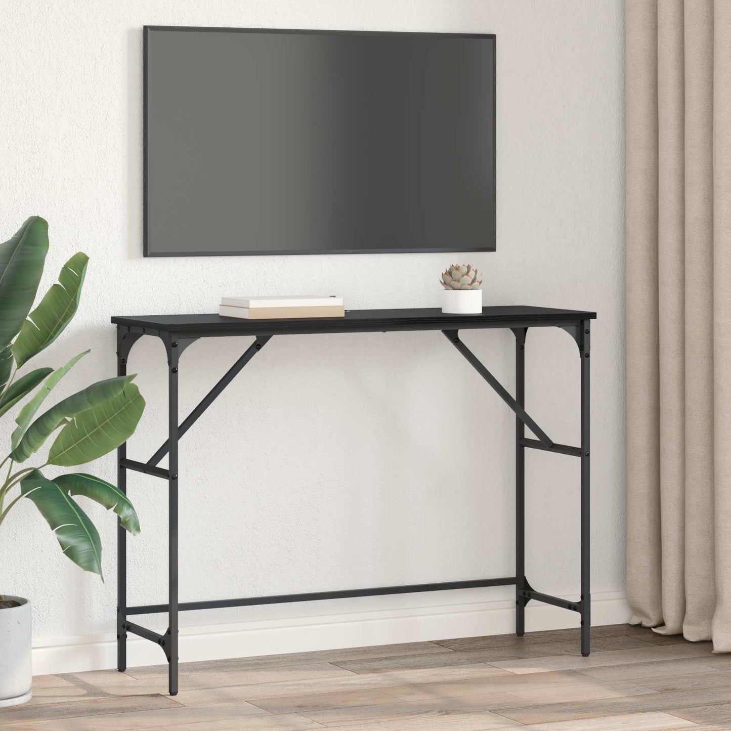vidaXL Konsolentisch Schwarz Eichen-Optik 100 x 32 x 75 cm
