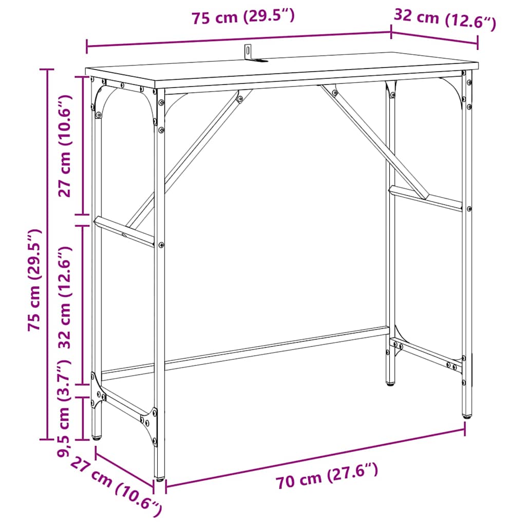 Konsolentisch Artisan-Eiche 75 x 32 x 75 cm Holzwerkstoff