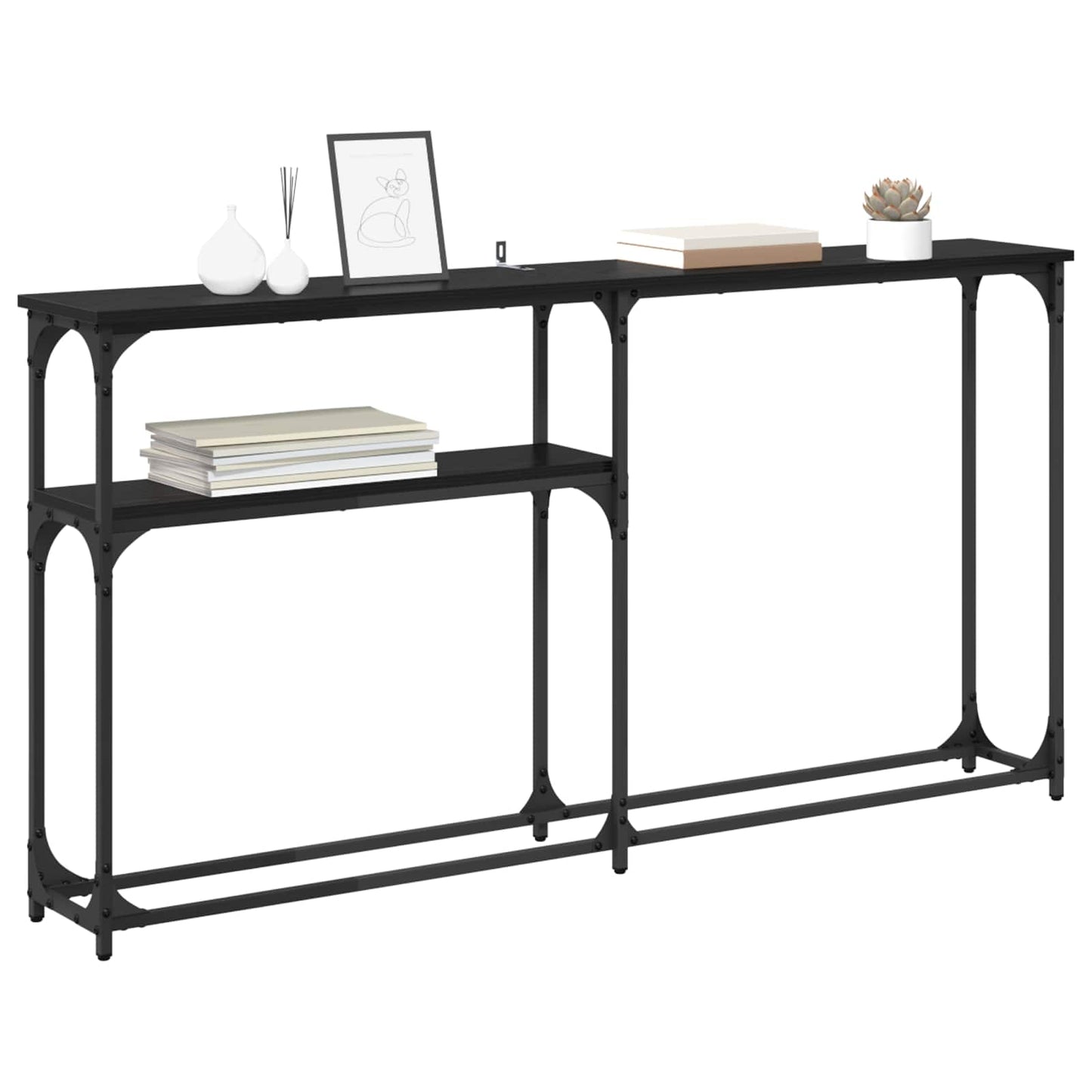 vidaXL Konsolentisch Schwarz Eichen-Optik 146 x 22.5 x 75 cm