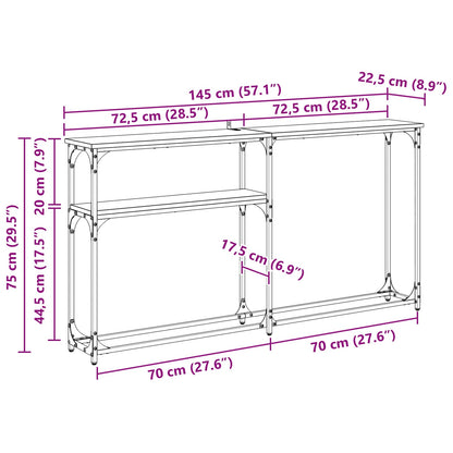 vidaXL Konsolentisch Schwarz Eichen-Optik 146 x 22.5 x 75 cm