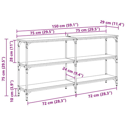 vidaXL Konsolentisch Artisan-Eiche 150 x 29 x 75 cm