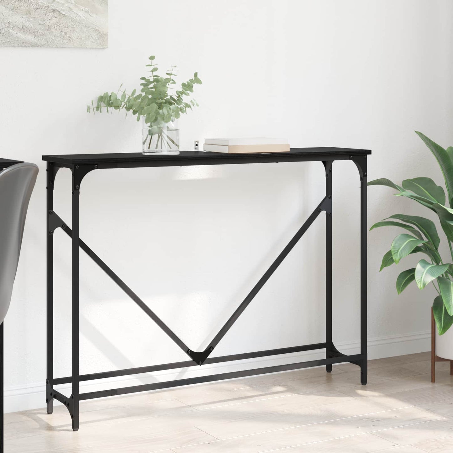 vidaXL Konsolentisch Schwarz Eichen-Optik 102 x 23 x 75 cm