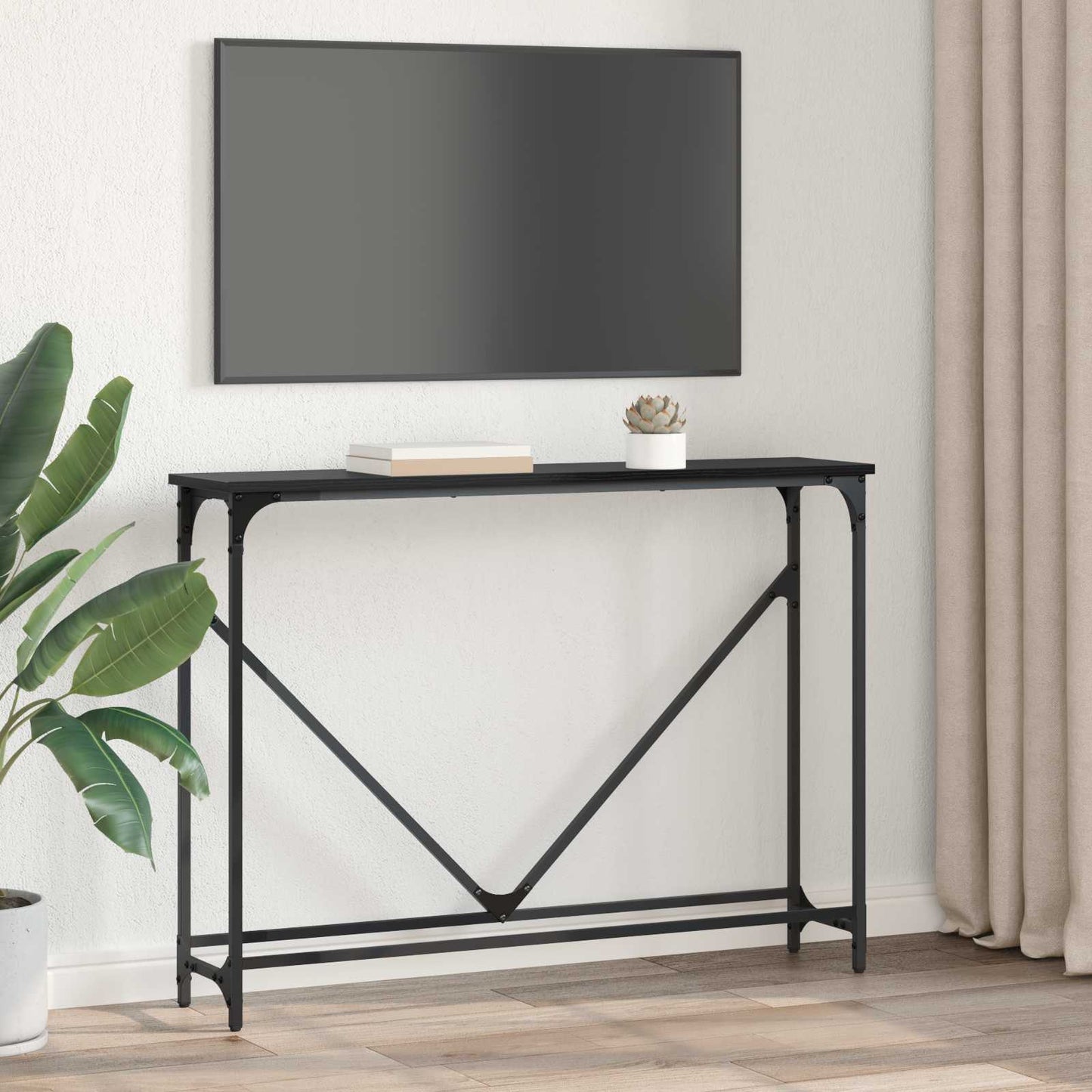 vidaXL Konsolentisch Schwarz Eichen-Optik 102 x 23 x 75 cm