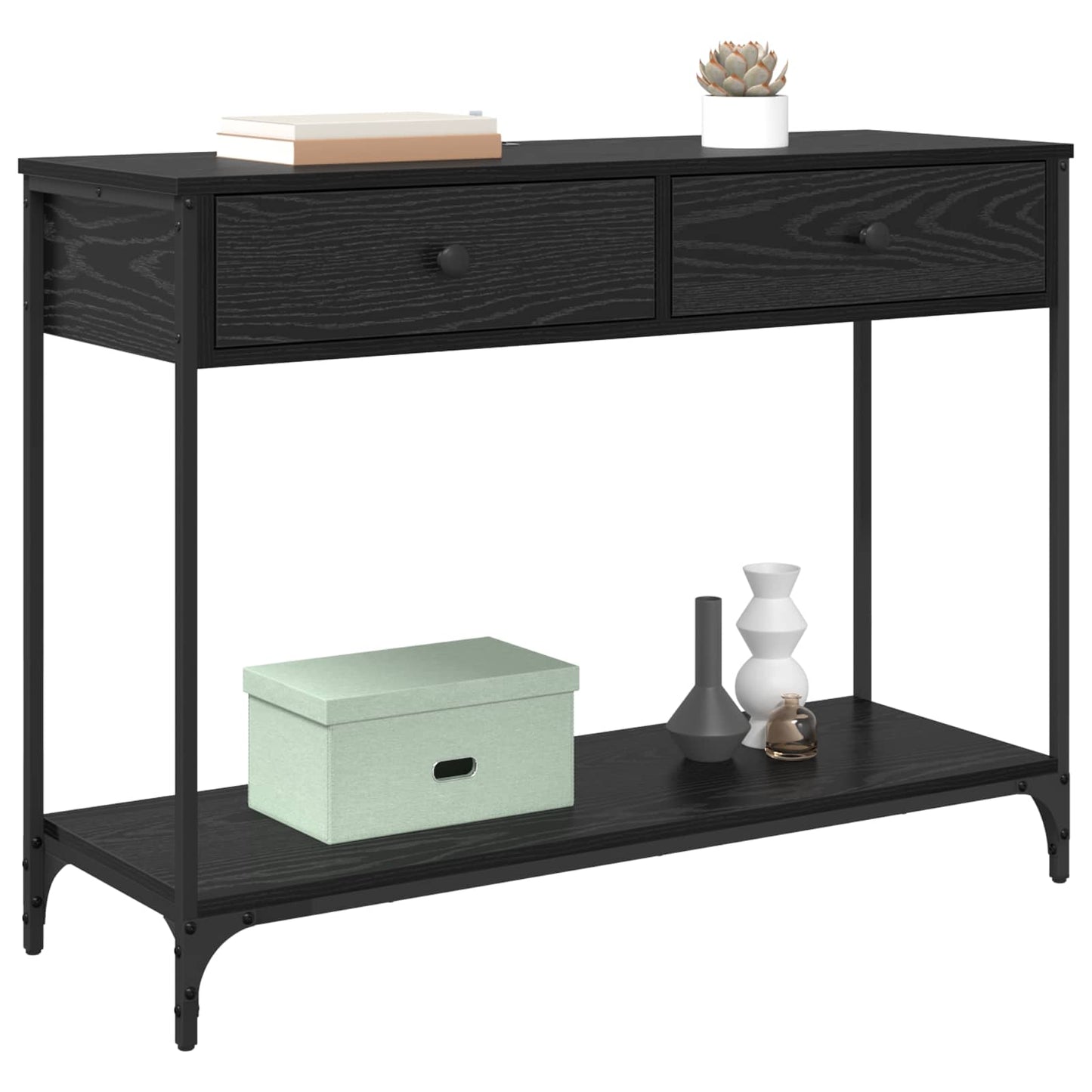 vidaXL Konsolentisch Schwarz Eichen-Optik 100 x 34,5 x 75 cm