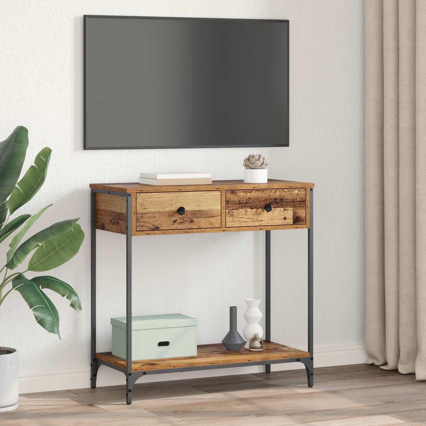 vidaXL Konsolentisch Altholz 75 x 34,5 x 75 cm Holzwerkstoff
