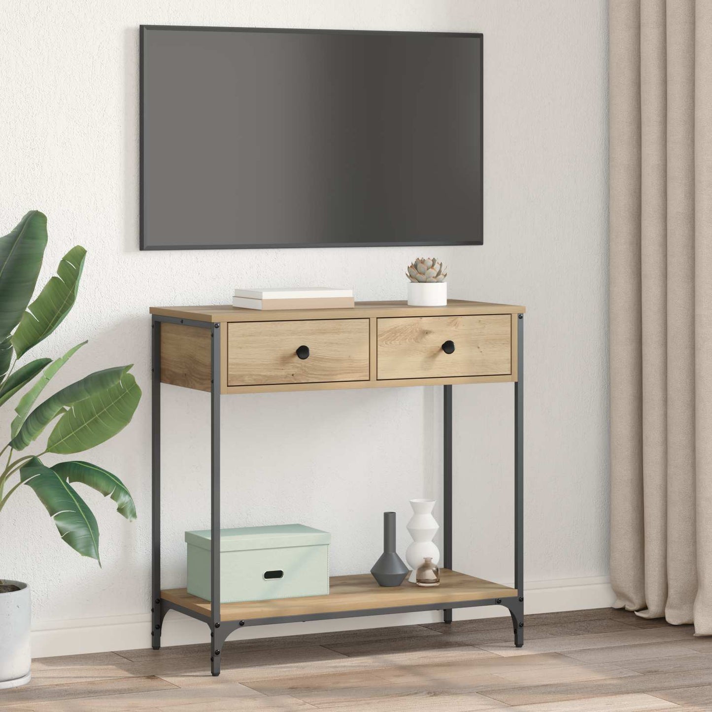 vidaXL Konsolentisch Artisan-Eiche 75 x 34,5 x 75 cm Holzwerkstoff