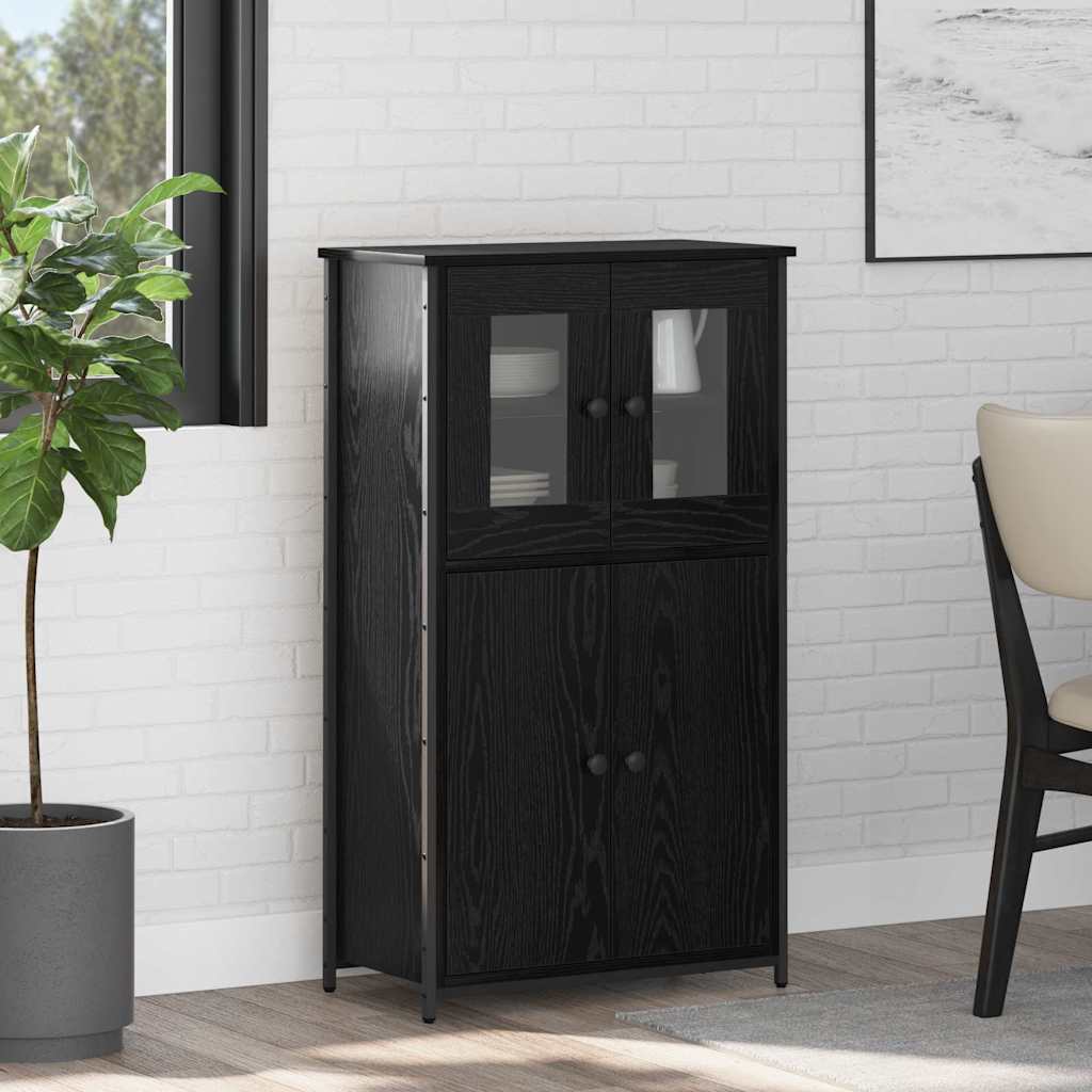 vidaXL Highboard Schwarz Eichen-Optik 62 x 32 x 106,5 cm Holzwerkstoff