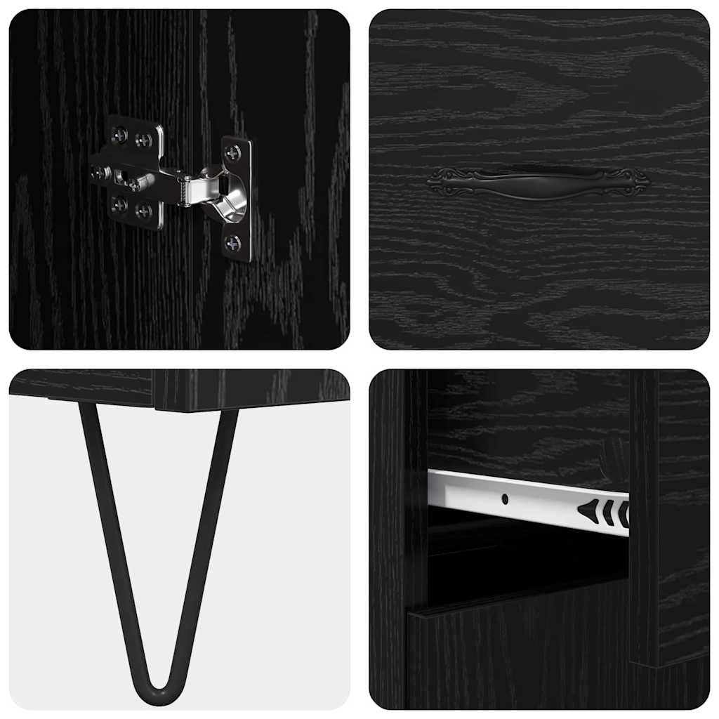 Sideboard Schwarz Eichen-Optik 69,5 x 34 x 90 cm Holzwerkstoff