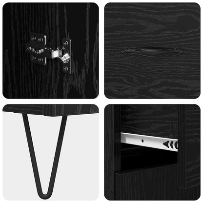 Sideboard Schwarz Eichen-Optik 69,5 x 34 x 90 cm Holzwerkstoff