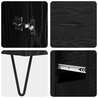 vidaXL Sideboard Schwarz Eichen-Optik 69,5 x 34 x 90 cm Holzwerkstoff