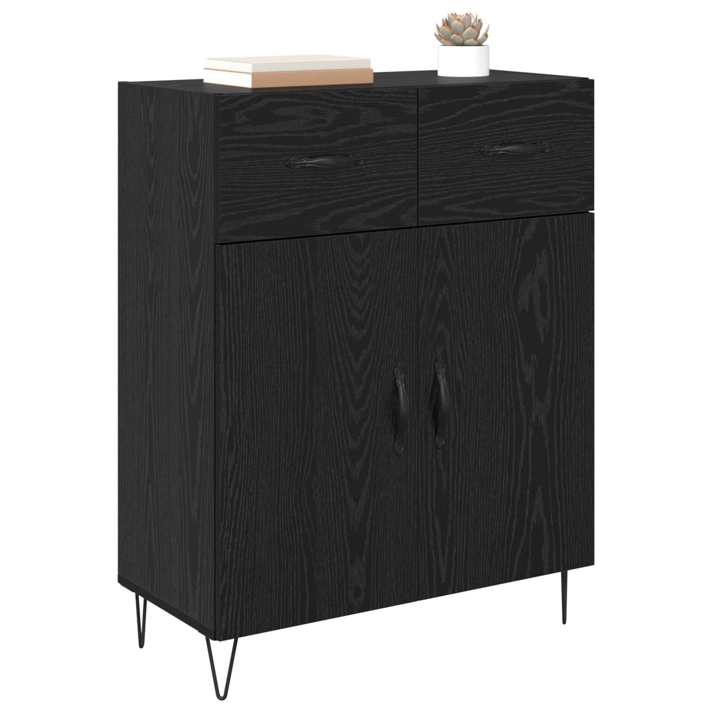 vidaXL Sideboard Schwarz Eichen-Optik 69,5 x 34 x 90 cm Holzwerkstoff