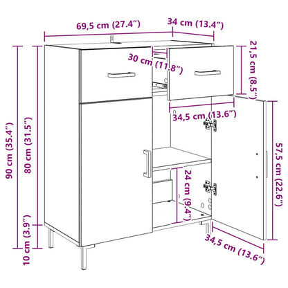 Sideboard Artisan-Eiche 69,5 x 34 x 90 cm Holzwerkstoff