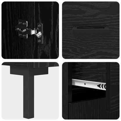 vidaXL Sideboard Schwarz Eichen-Optik 69,5 x 34 x 90 cm Holzwerkstoff