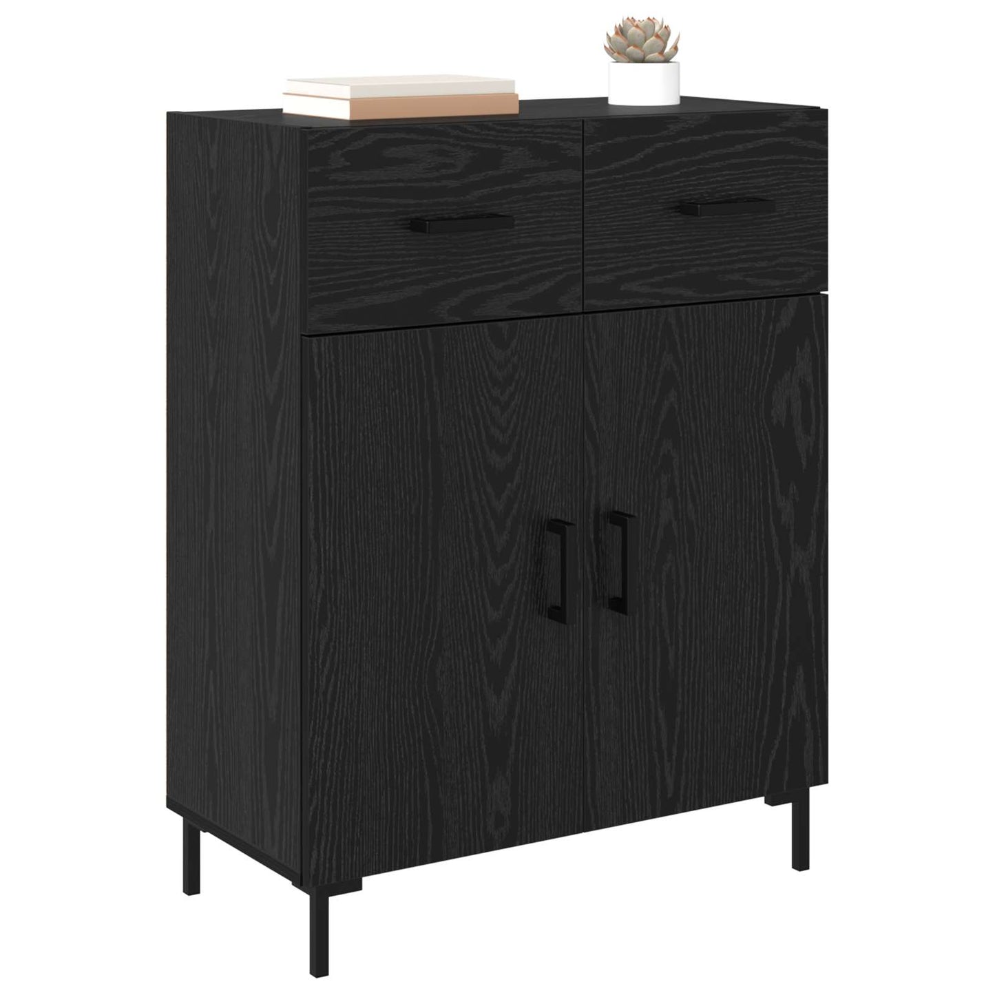vidaXL Sideboard Schwarz Eichen-Optik 69,5 x 34 x 90 cm Holzwerkstoff