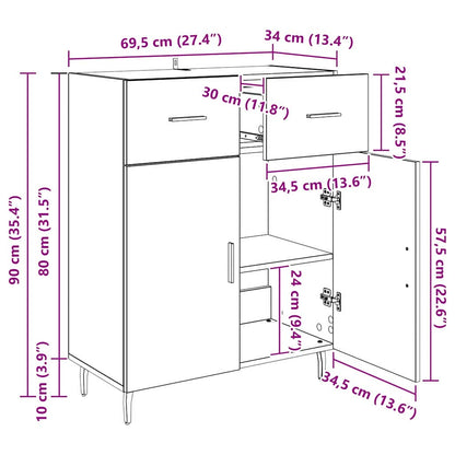 Sideboard Altholz 69,5 x 34 x 90 cm Holzwerkstoff