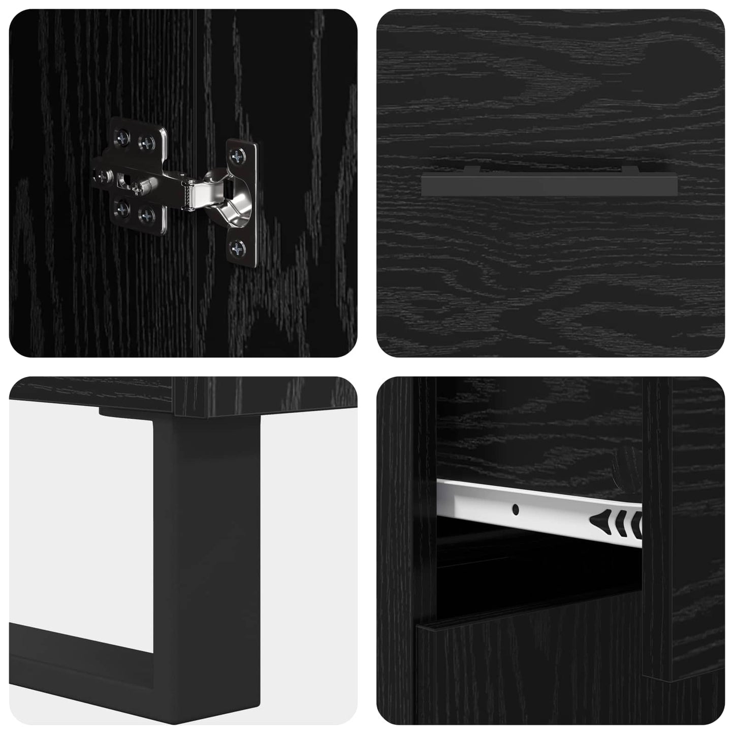 vidaXL Sideboard Schwarz Eichen-Optik 69,5 x 34 x 90 cm Holzwerkstoff