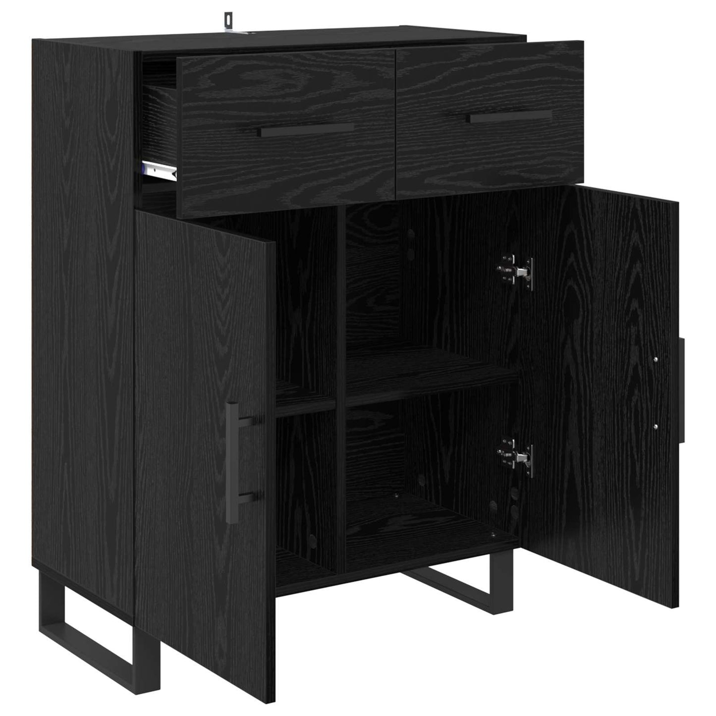 vidaXL Sideboard Schwarz Eichen-Optik 69,5 x 34 x 90 cm Holzwerkstoff
