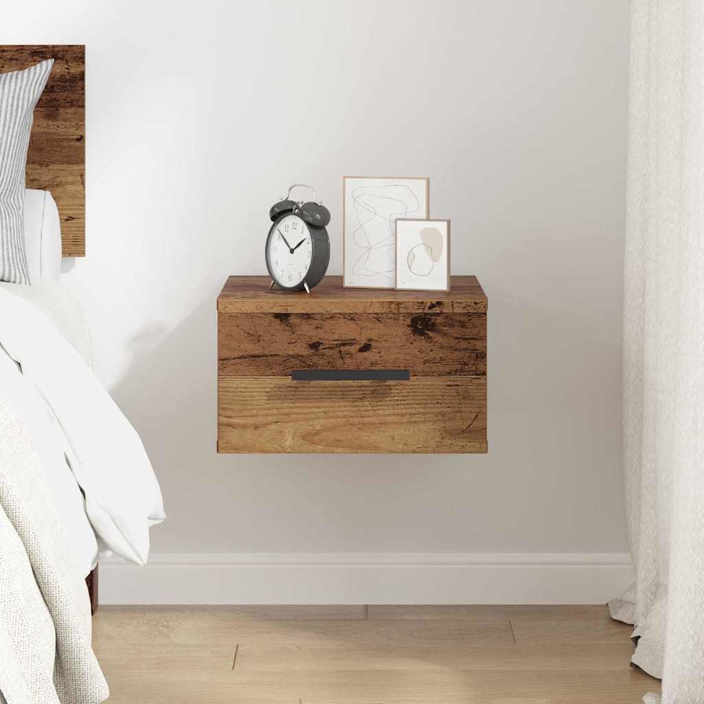 vidaXL Nachttisch Wandmontiert Altholz 35 x 35 x 20 cm Holzwerkstoff