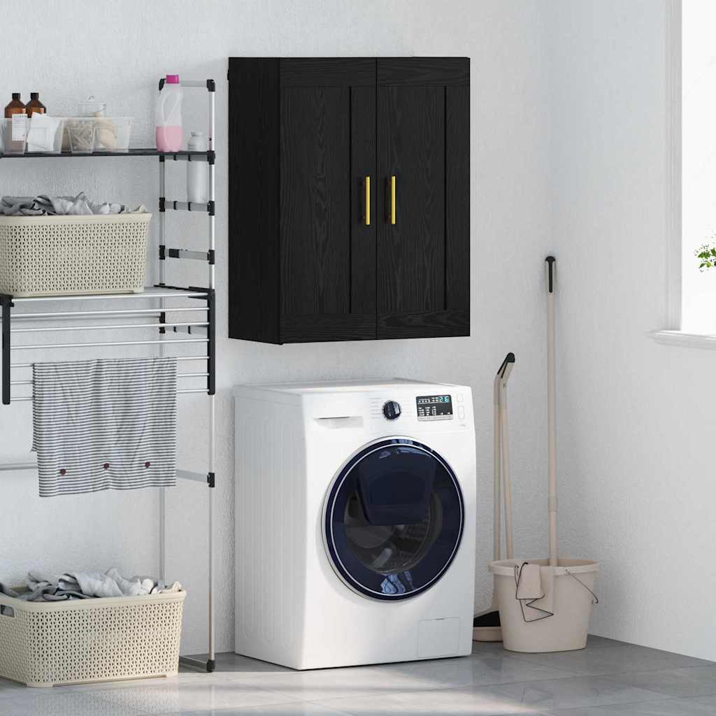 Wandschrank Schwarz Eichen-Optik 69,5 x 34 x 90 cm