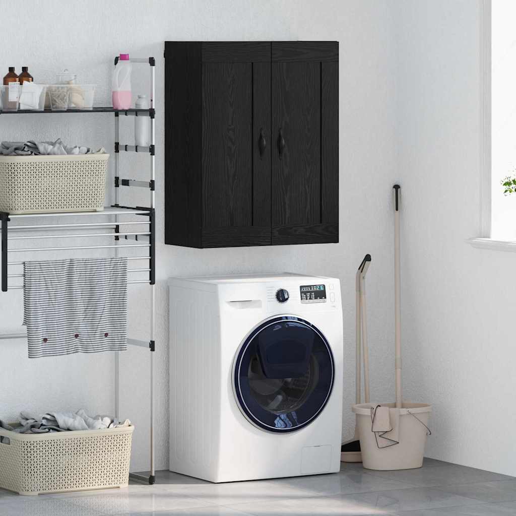 Wandschrank Schwarz Eichen-Optik 69,5 x 34 x 90 cm