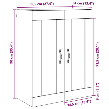 Wandschrank Schwarz Eichen-Optik 69,5 x 34 x 90 cm