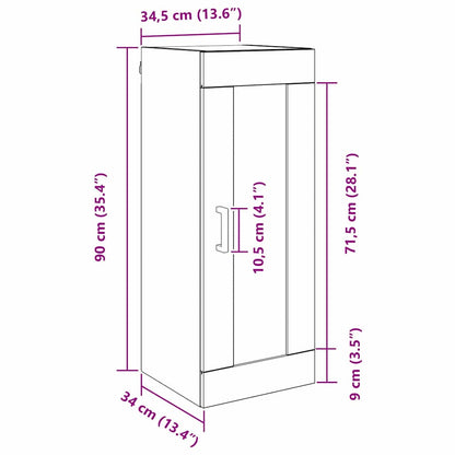 vidaXL Wandschrank Altholz 34,5 x 34 x 90 cm Holzwerkstoff
