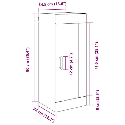 Wandschrank Schwarz Eichen-Optik 34,5 x 34 x 90 cm