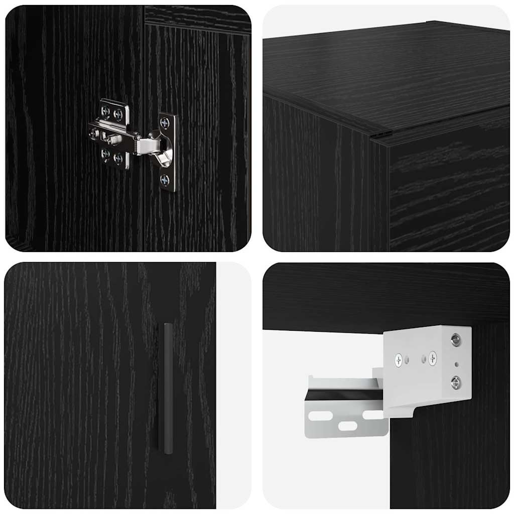 vidaXL Wandschrank Schwarz Eichen-Optik 34,5 x 34 x 90 cm