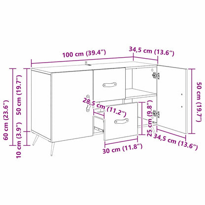 Sideboard Artisan-Eiche 100 x 36 x 60 cm Holzwerkstoff