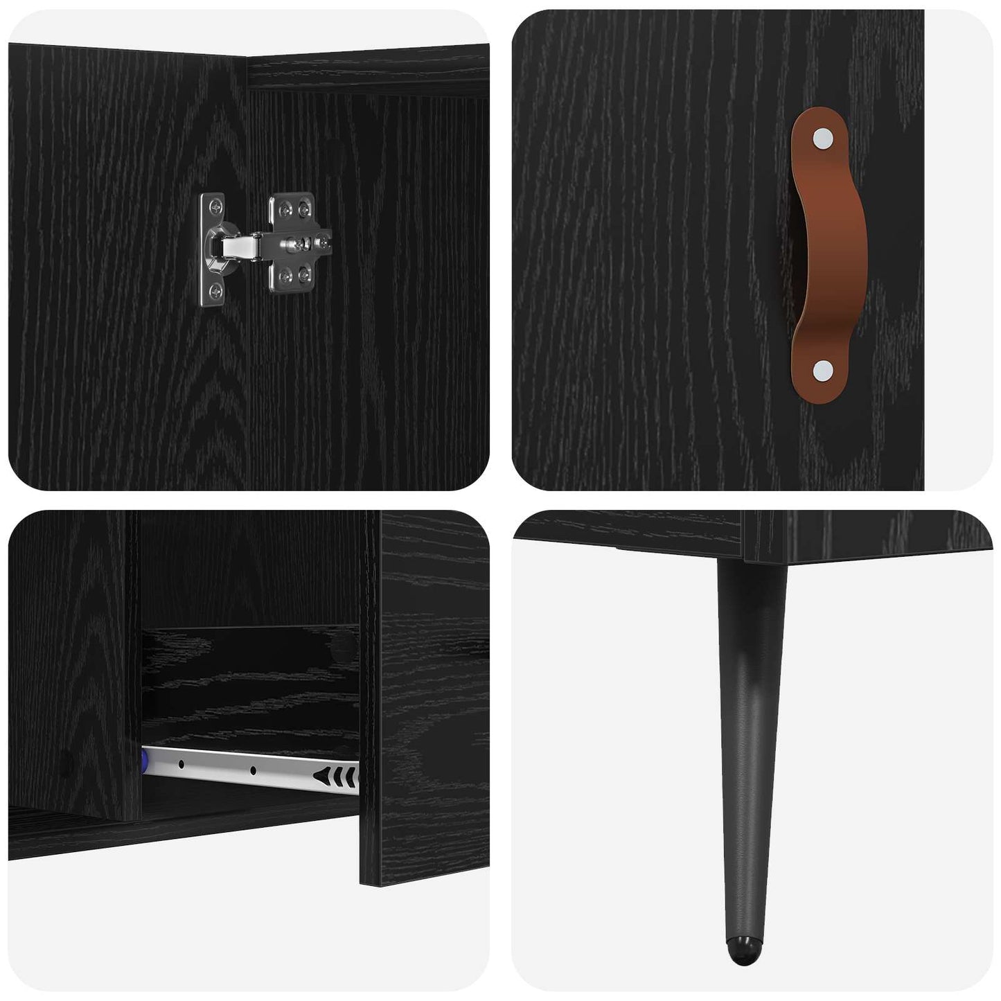 vidaXL Sideboard Schwarz Eichen-Optik 100 x 36 x 60 cm Holzwerkstoff
