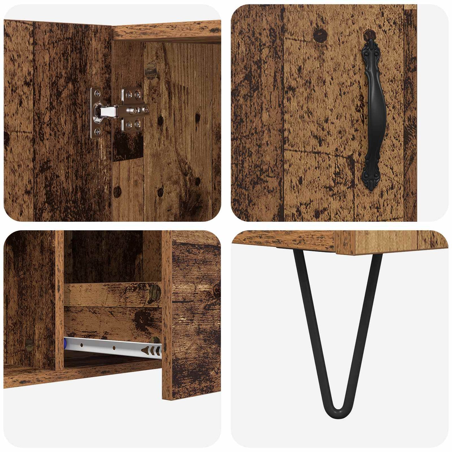 vidaXL Sideboard mit Schubladen Altholz 100 x 36 x 60 cm Holzwerkstoff