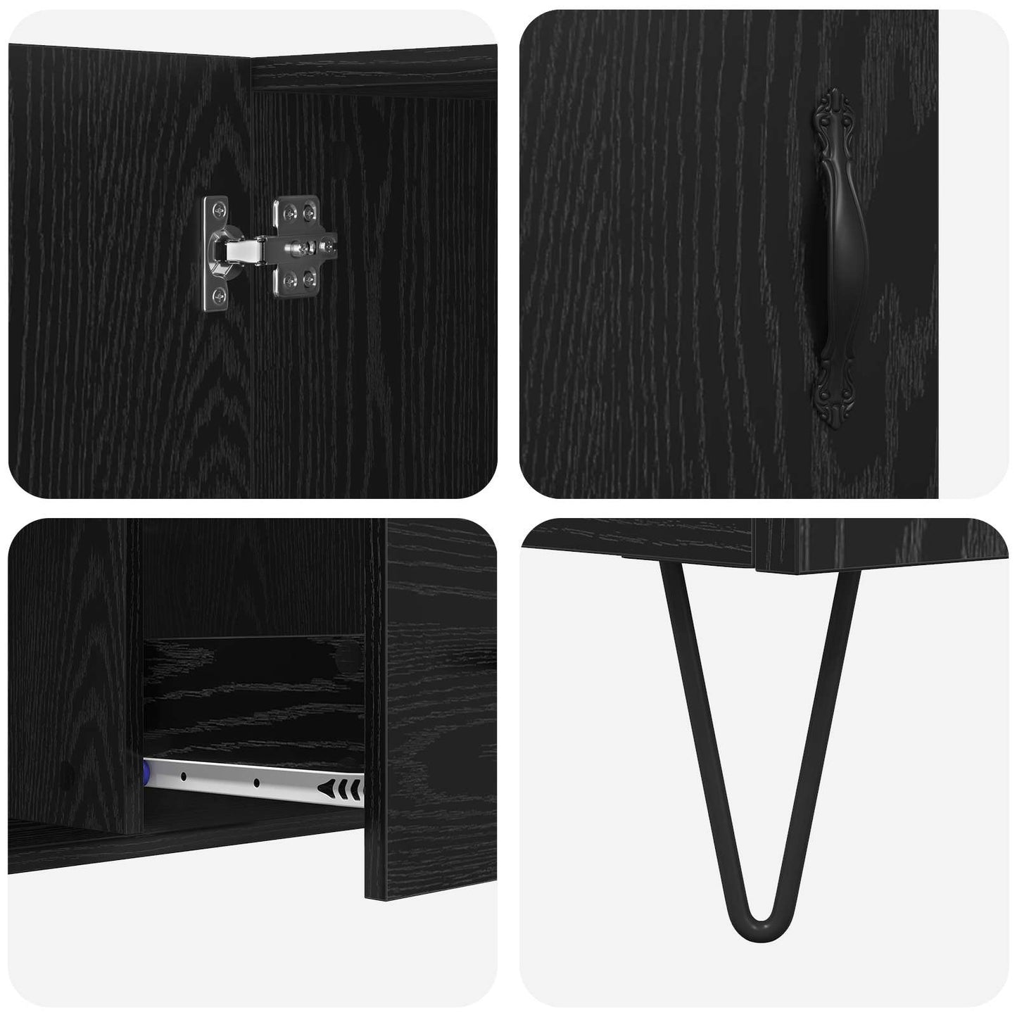 vidaXL Sideboard Schwarz Eichen-Optik 100 x 36 x 60 cm Holzwerkstoff