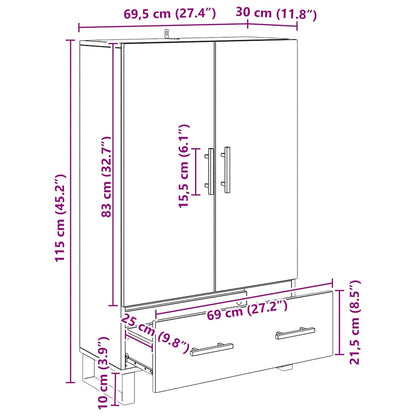 Highboard Schwarz Eichen-Optik 69,5 x 30 x 115 cm Holzwerkstoff