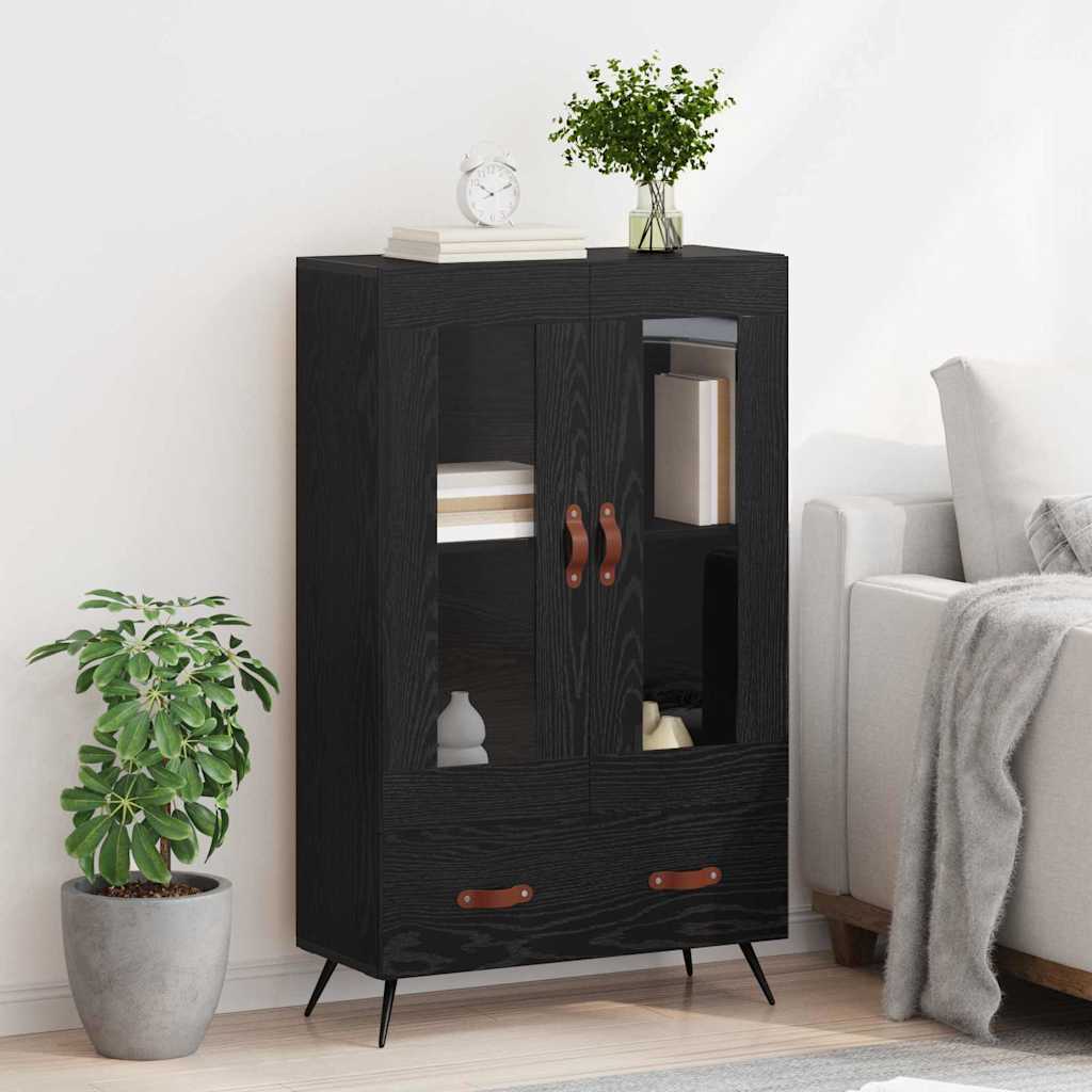 Highboard Schwarz Eichen-Optik 69,5 x 31 x 115 cm