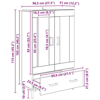 vidaXL Highboard Altholz 69,5 x 31 x 115 cm Holzwerkstoff