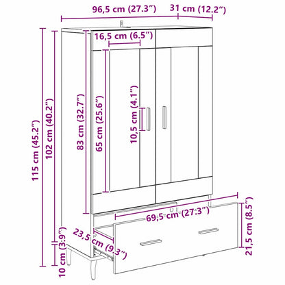 vidaXL Highboard Schwarz Eichen-Optik 69,5 x 31 x 115 cm Holzwerkstoff