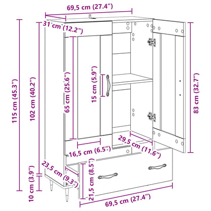 vidaXL Highboard Altholz 69,5 x 31 x 115 cm Holzwerkstoff