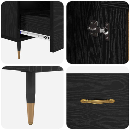 vidaXL Highboard Schwarz Eichen-Optik 69,5 x 31 x 115 cm Holzwerkstoff