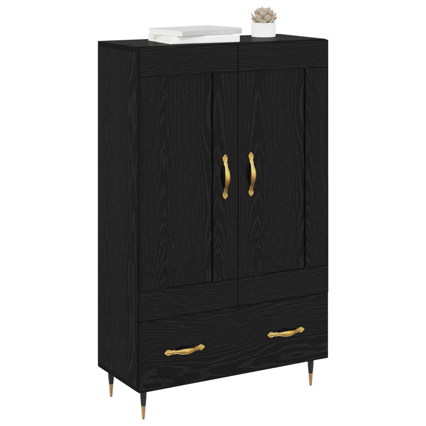 vidaXL Highboard Schwarz Eichen-Optik 69,5 x 31 x 115 cm Holzwerkstoff