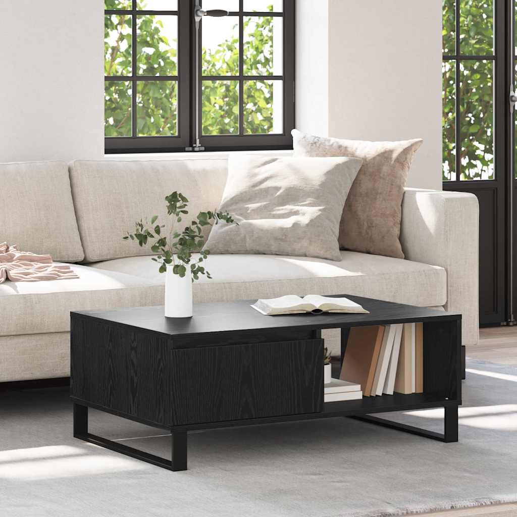 vidaXL Couchtisch Schwarz Eichen-Optik 90 x 60 x 35 cm Holzwerkstoff