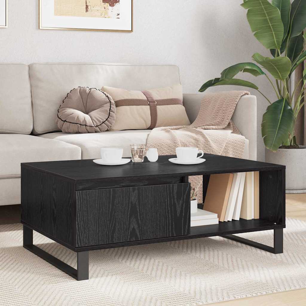 vidaXL Couchtisch Schwarz Eichen-Optik 90 x 60 x 35 cm Holzwerkstoff