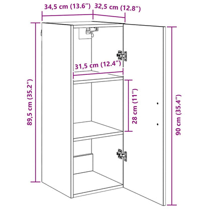 vidaXL Wandschrank Schwarz Eichen-Optik 34,5 x 34 x 90 cm